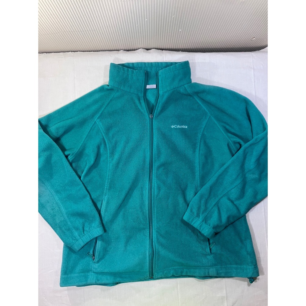 Columbia Fleece Jacket Teal Full Zip Women's 1X